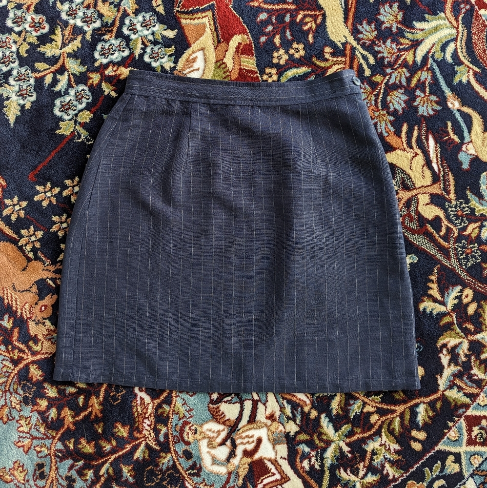 Vintage GAP Navy Pinstripe Linen Blend Mini Skirt